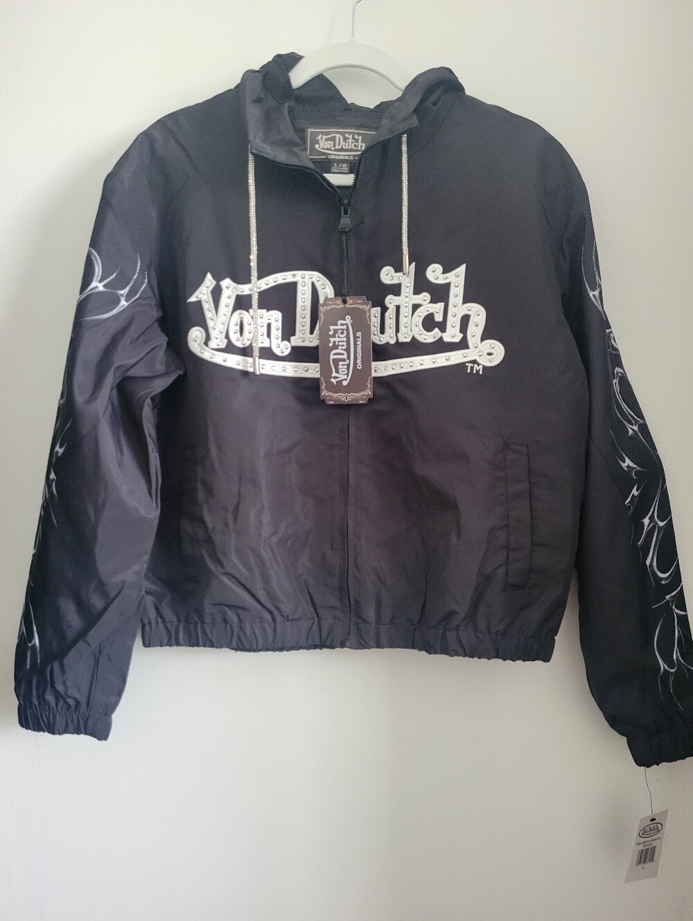 NWT Von Dutch Taslon Crystal Black Windbreaker
